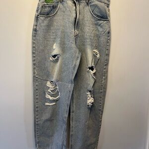 Graffiti Logo Denim Jeans - Green & Pink Label